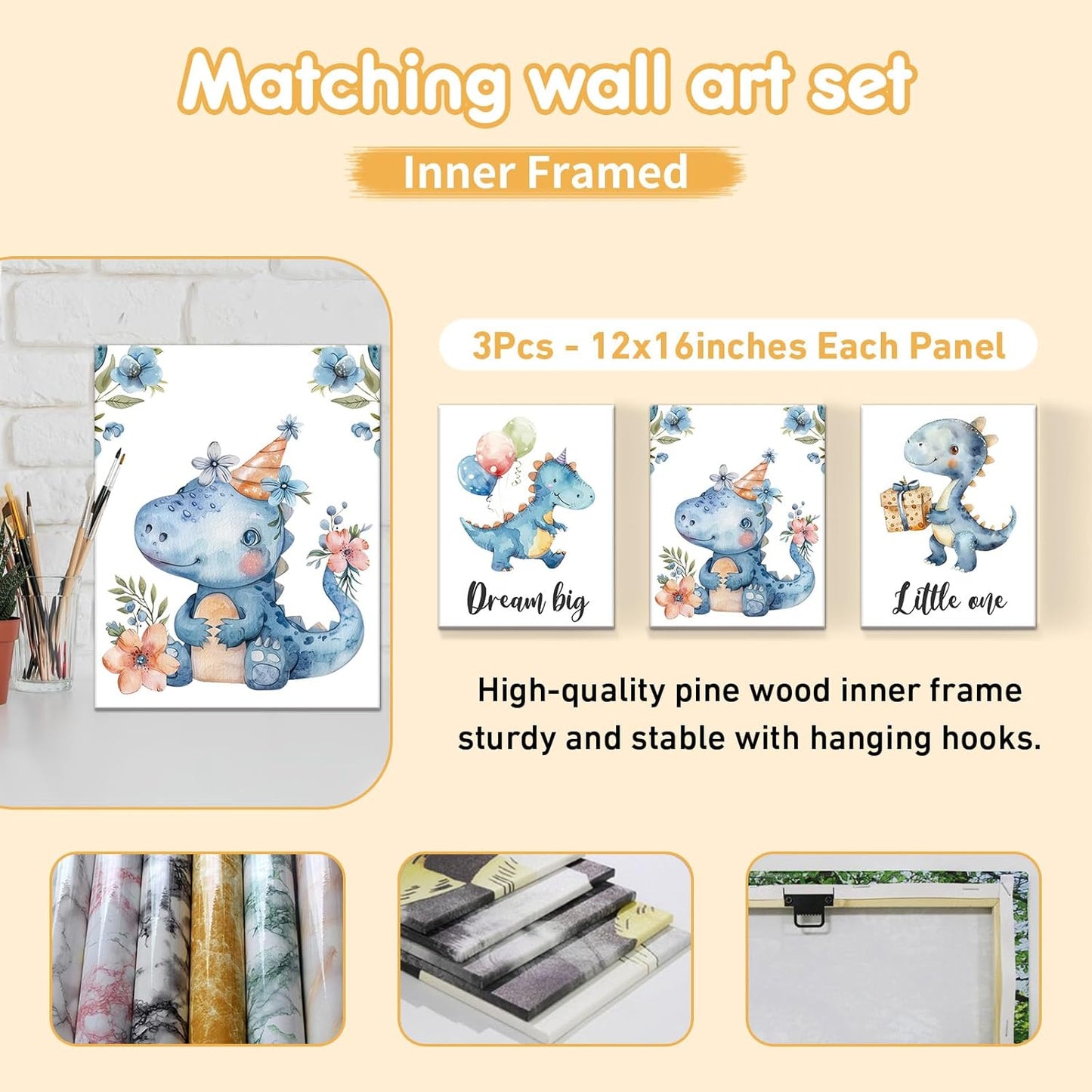 Custom Baby Crib Set - 5 Pcs Personalized Name Blue Dinosaur Crib Bedding Set for Infants Toddlers - Soft Double Layer Nursery Bedding Set for Boys - Customized Gifts for Baby Shower Birthday