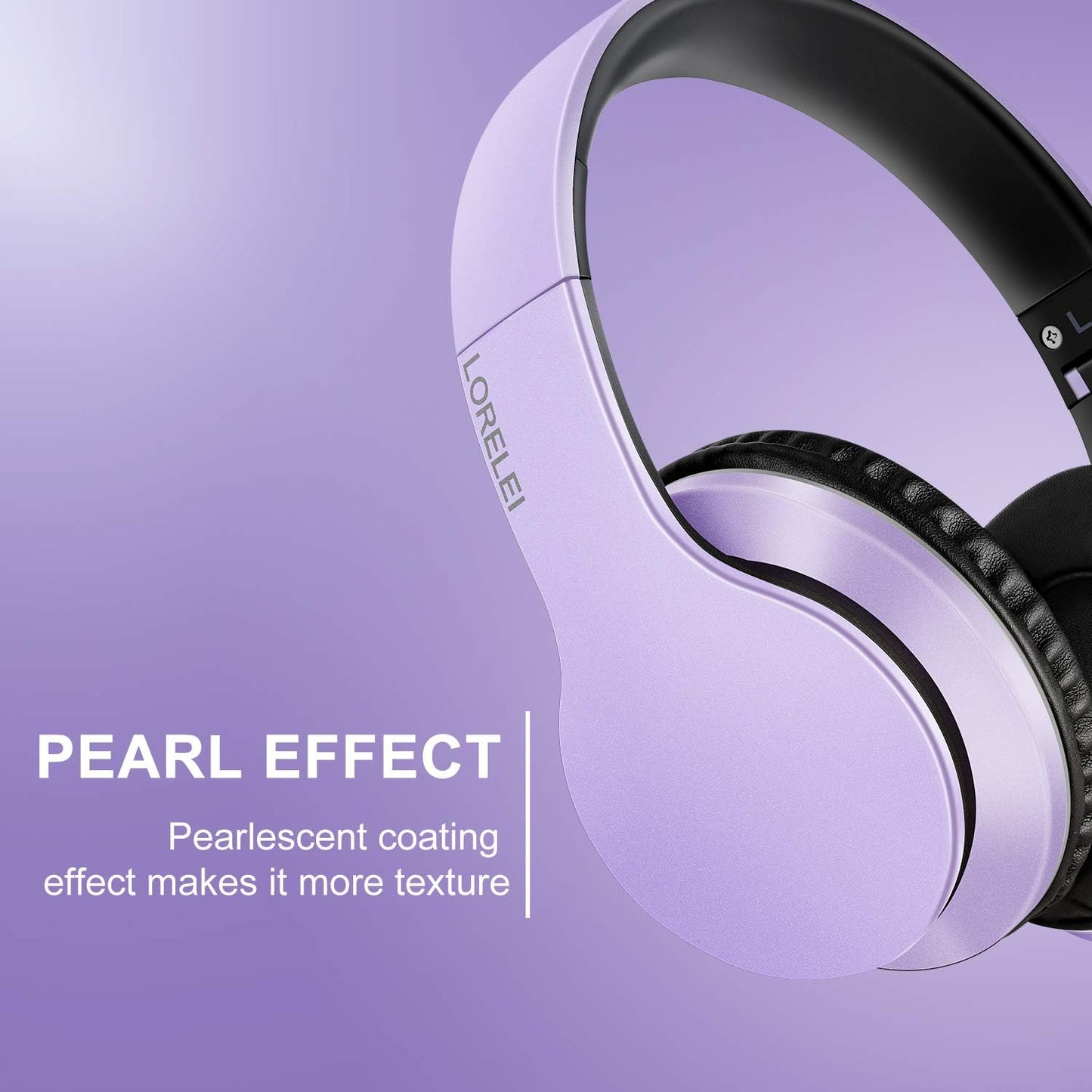 Lorelei X6 Over-Ear Headphones with Microphone, Purple-Black Lightweight Foldable & Portable Stereo Bass, Wired for Smartphone & Tablet, MP3 (1.45M No-Tangle)