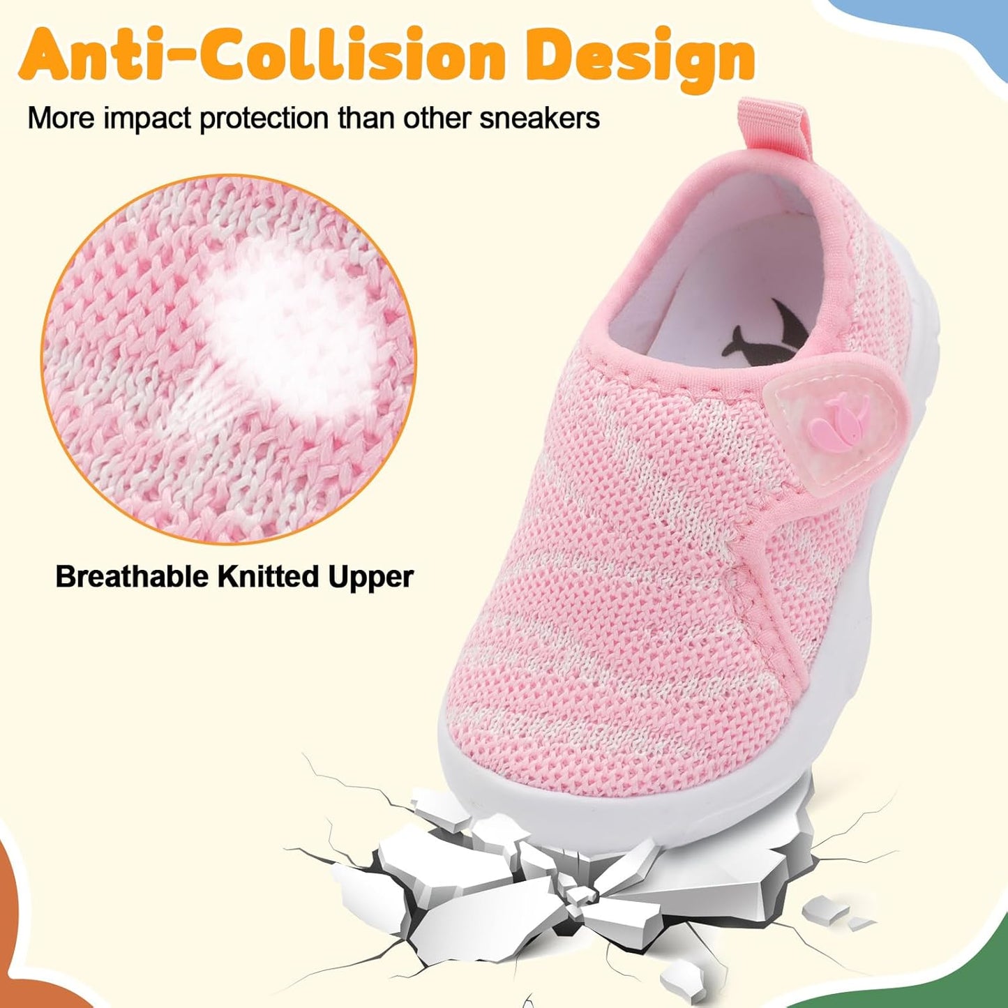 FEETCITY Baby Shoes Boys Girls First Walking Shoes Infant Sneakers Lightweight Slip On Shoe