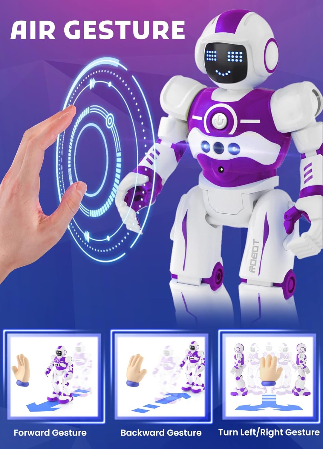 Robot Toys for Kids,Programmable Remote Control Smart Walking Dancing Robot Toy with Gesture & Sensing for Age 4 5 6 7 8 9 10 Year Old Boys for Birthday Present,Purple