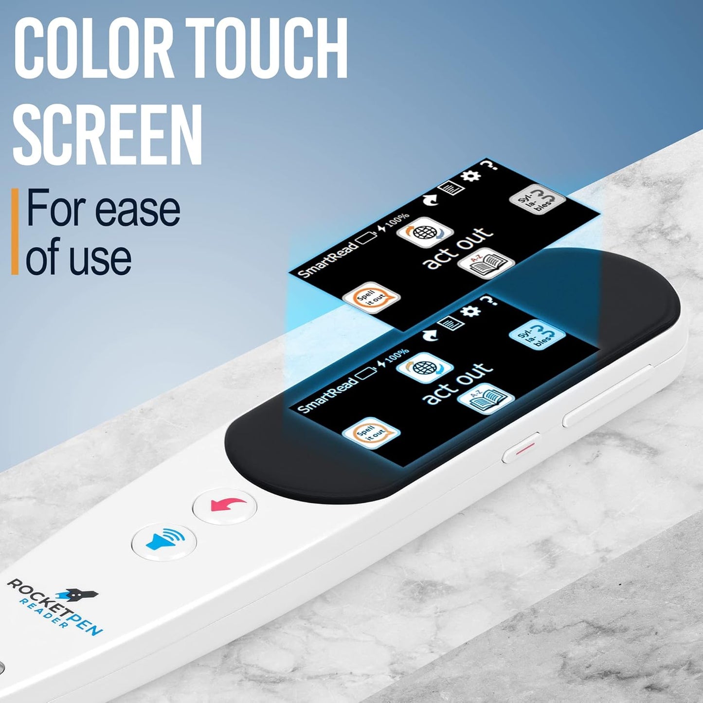 Rocket Pen Reading Tutor + Case - Use Its Six Learning Aids to Make Reading Your New Super Power. Plus: Scan Phone or Tablet Screen to Hear Scanned Text. Self-Contained, No PC Needed