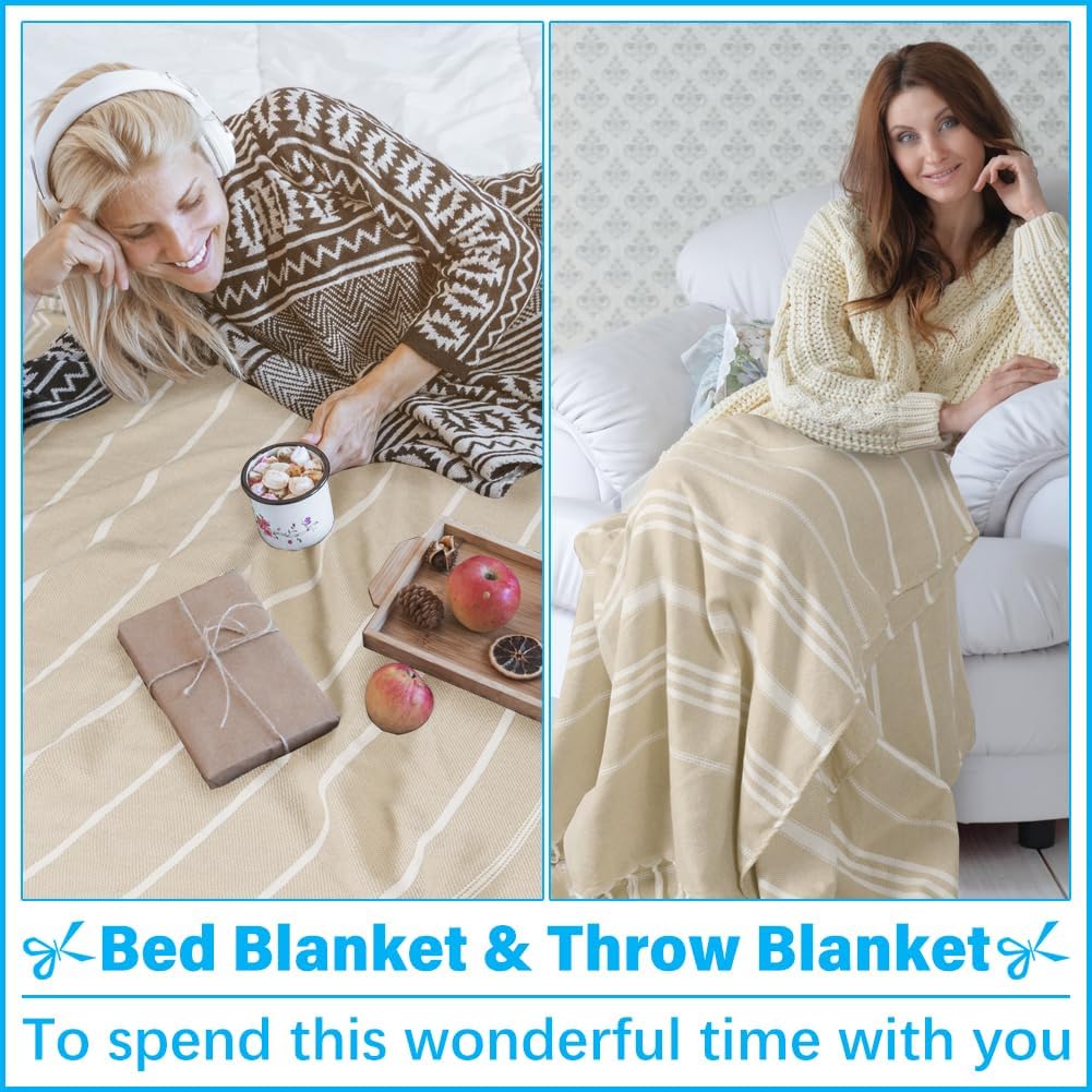 Oversized Turkish Beach Towel Blanket XXL Cotton Sandproof Towels Boho Woven Extra Large Big Sand Free Giant Throw Thick Blankets Huge Quilt XL Picnic Camping Necessities Cloud For Adult Gifts Beige
