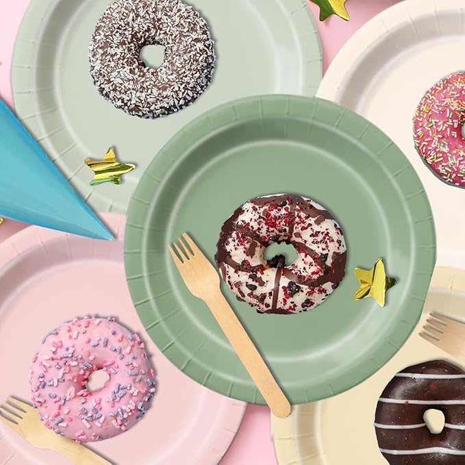 CMUSKO Pink and Green Birthday Decorations-60Pcs Dusty Pink Sage Green Plates & Napkins Kit for Baby Shower, Bridal Shower, Wedding