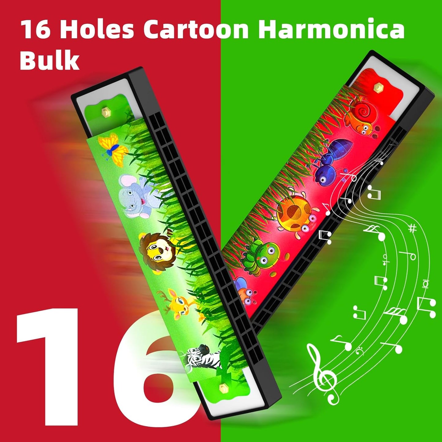 5 Pcs Harmonica for Kids Birthday Party Favor Musical Instrument, Return Gift Cartoon Double Row Harmonica Bulk Toy for Kids Party Favors Goodie Bags Stuffers & Operation Christmas Child Items