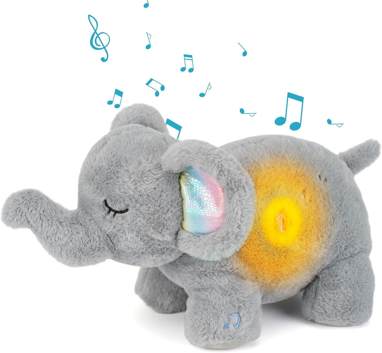 Breathing Stuffed Animal for Anxiety, Baby Soothers for Sleep, Elephant Stuffed with White Noise Pure Music for Anxiety Baby Sleep Aid Enhance 30Min Auto Off