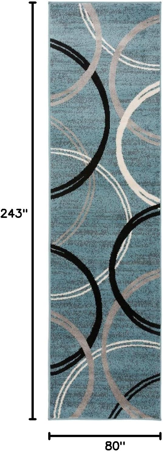 Rugshop Modern Wavy Circles Design Runner Rug 2'7" x 8' Blue
