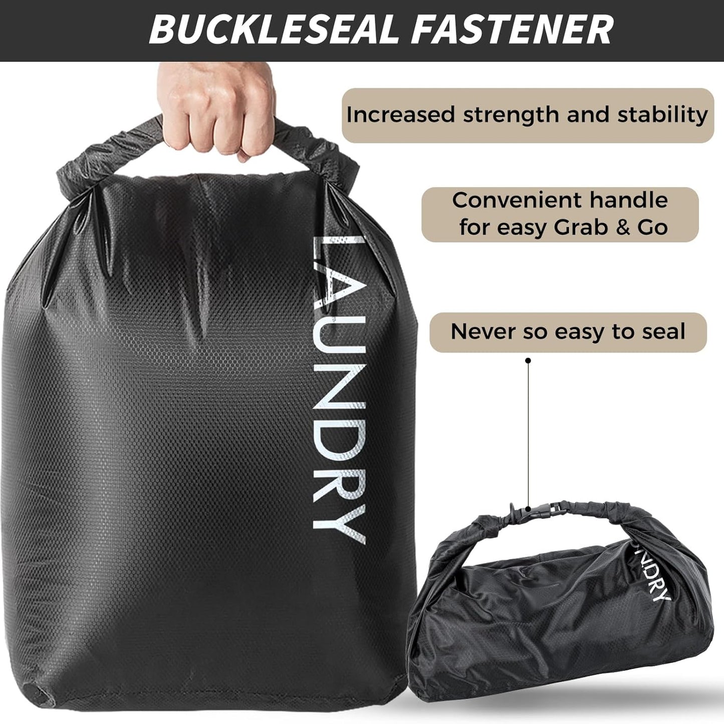 Travel Laundry Bag, Vacuum Compression Dirty Clothes Travel Bag Waterproof Wet Dry Bags Large Capacity Space Saver Bags Reusable Camp Clothes Organizer for Sports College Dorm Laundromat (1 Pcs )Black