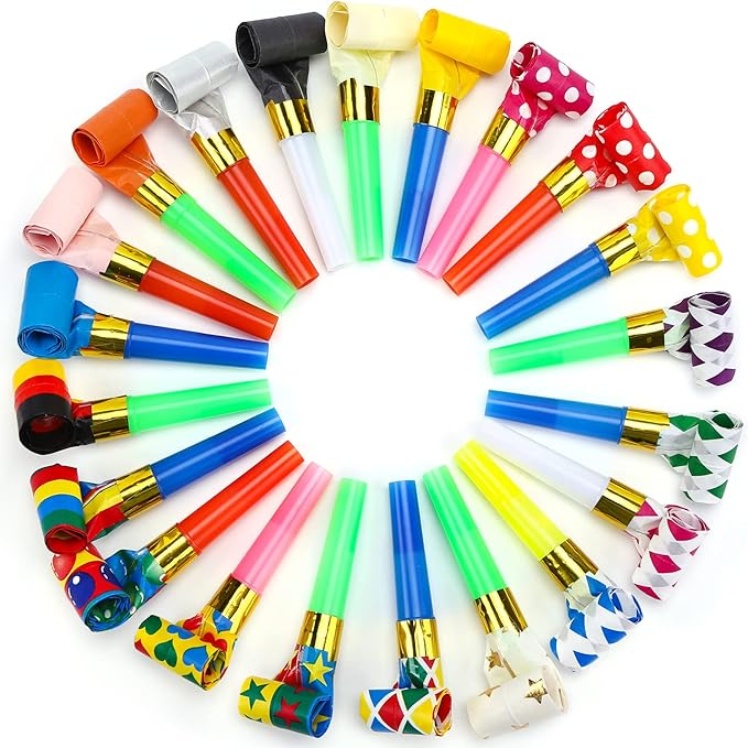 Koogel 100PCS Party Blowers for Kids, Noisemaker Toys Party Whistles Birtthday Blow Horns for Family Gatherings, Kids Birthday