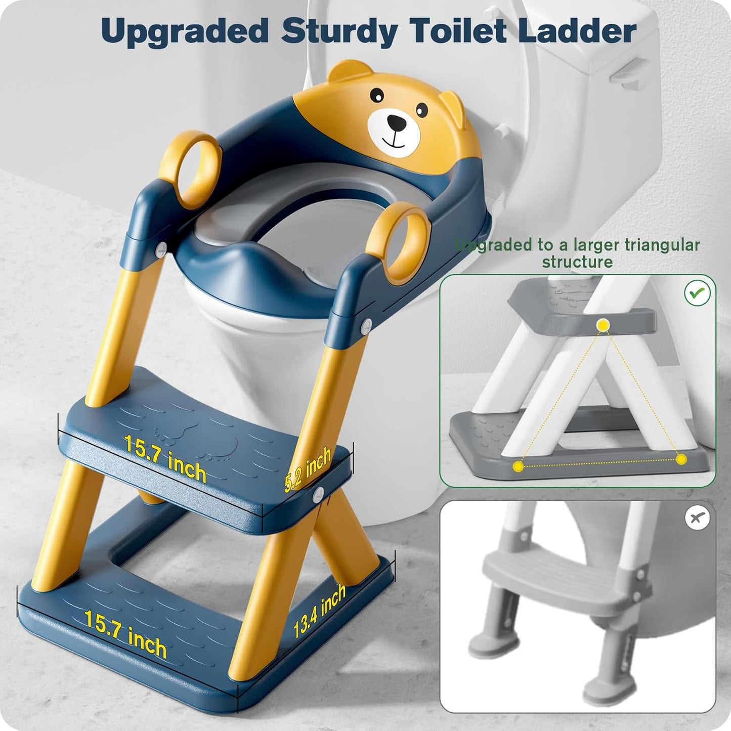 Potty Training Seat, Upgrade Toddler Toilet Seat for Kids Boys Girls, 2 in 1 Potty Training Toilet for Kids, Splash Guard Anti-Slip Pad Step Stool（Upgraded Cushion）