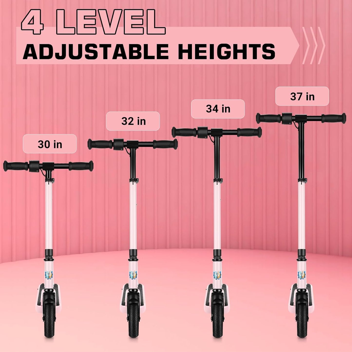 Caroma Electric Scooter for Kids Ages 6-12,150W/180WMotor,10 MPH Max Speed & 7 Miles,Colorful Lights,Adjustable Height & Speed,LED Display,Foldable Kids Electric Scooter 132 Lbs Max Load,Idea Gift