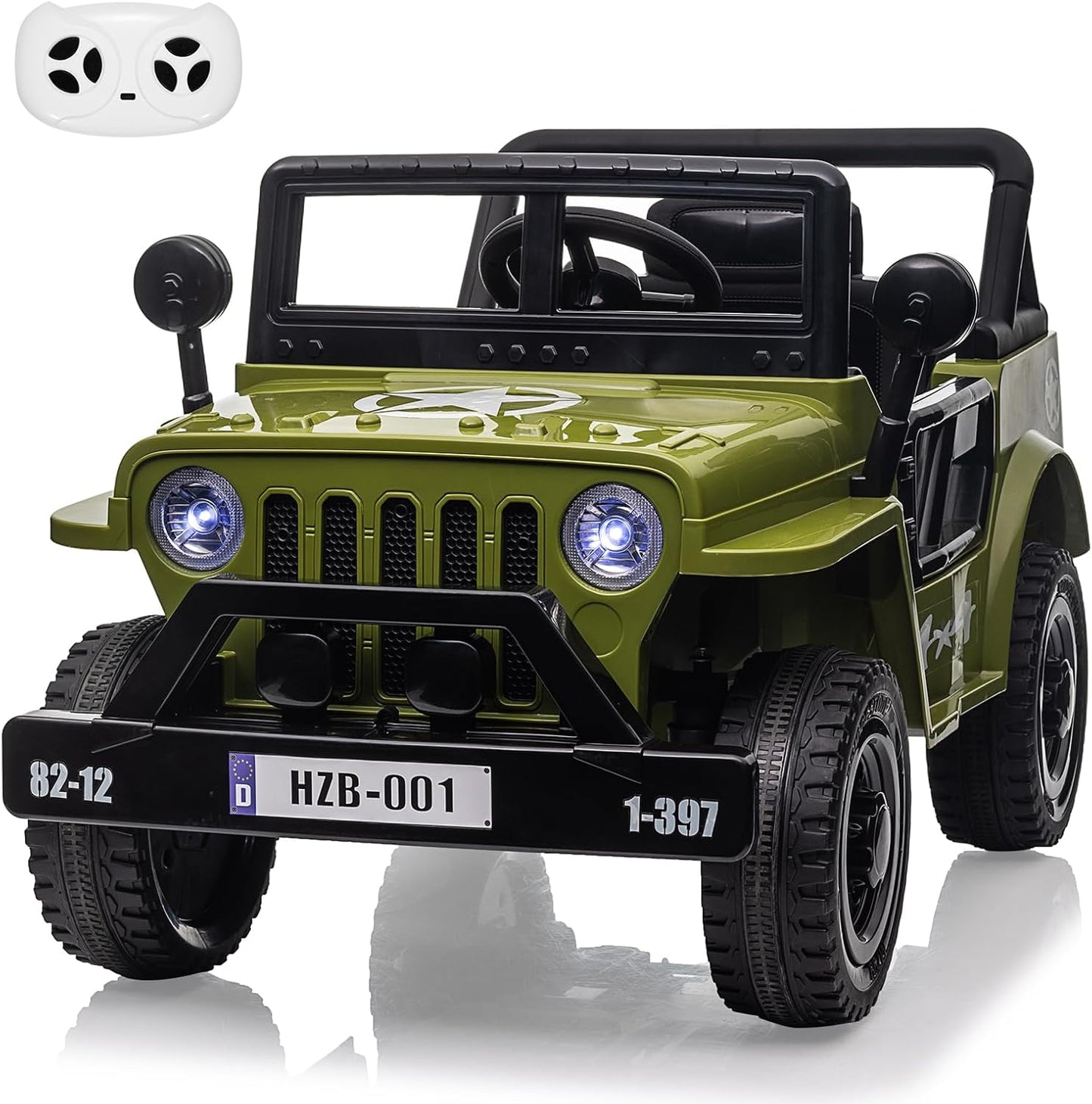Ride on Truck Car, 12V Electric Ride on Car with Remote Control, MP3, LED Lights, Suspension System, Double Doors, Safety Belt, Ride-on Toy for Kids Aged 3-8 Years