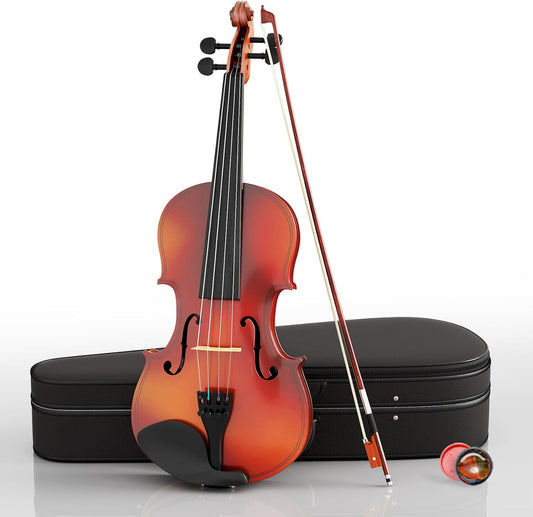 1/4 Beginner Violin Kit, Complete Violin Set with Case, Bow, Rosin, Natural
