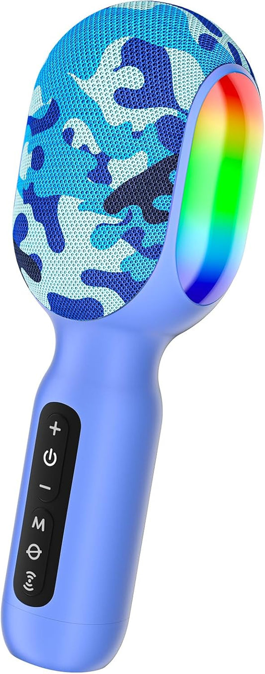 StageSound Karaoke Microphone, Wireless Bluetooth Microphone with Dynamic LED Lights, 5-in-1 Portable Handheld Mic Speaker Machine for Singing Home Party Toys Birthday Gift for Kids Adults Boys Girls