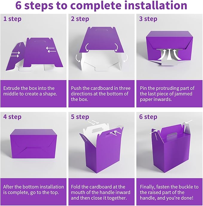 XAGLVV 24Pack Purple Boxes,Party Favor Boxes Packs 7 x3.5x 6.6 Inches, Purple Gift Boxes With Handles, Favor B oxes for Party, Baby Shower, Birthday,Weddings and more.