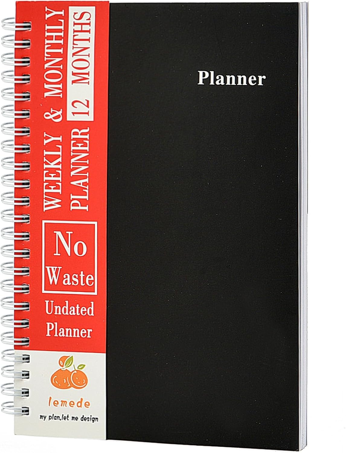 LEMEDE No Waste 12 Months Undated Planner Weekly and Monthly Planner, Weekly To Do List Notepad with Storage Pocket, A5 Undated Planners for Women & Men, Home Office Desk Accessories and Supplies