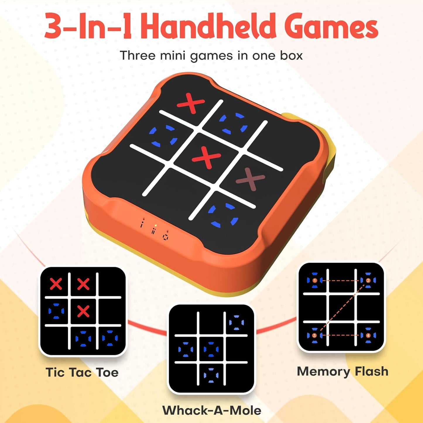 Tic Tac Toe Bolt Game, Handheld Electric Puzzle Game, Gift Ideal for Kids and Adults' Birthday, Electronic Board Games for Educational and Memory Growth, Portable Travel Games for Car Ride