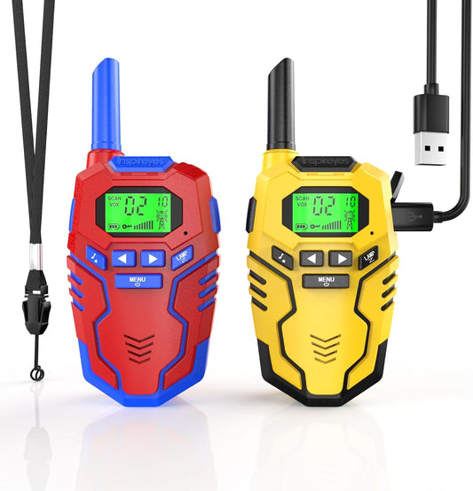 Walkie Talkies for Kids Toys Rechargeable, Long Range 2 Way Radios, Outdoors Park Hiking Road Trip Toys for 3-12 Year Old Boys, Birthday Xmas Gift for Kids, 2 Pack
