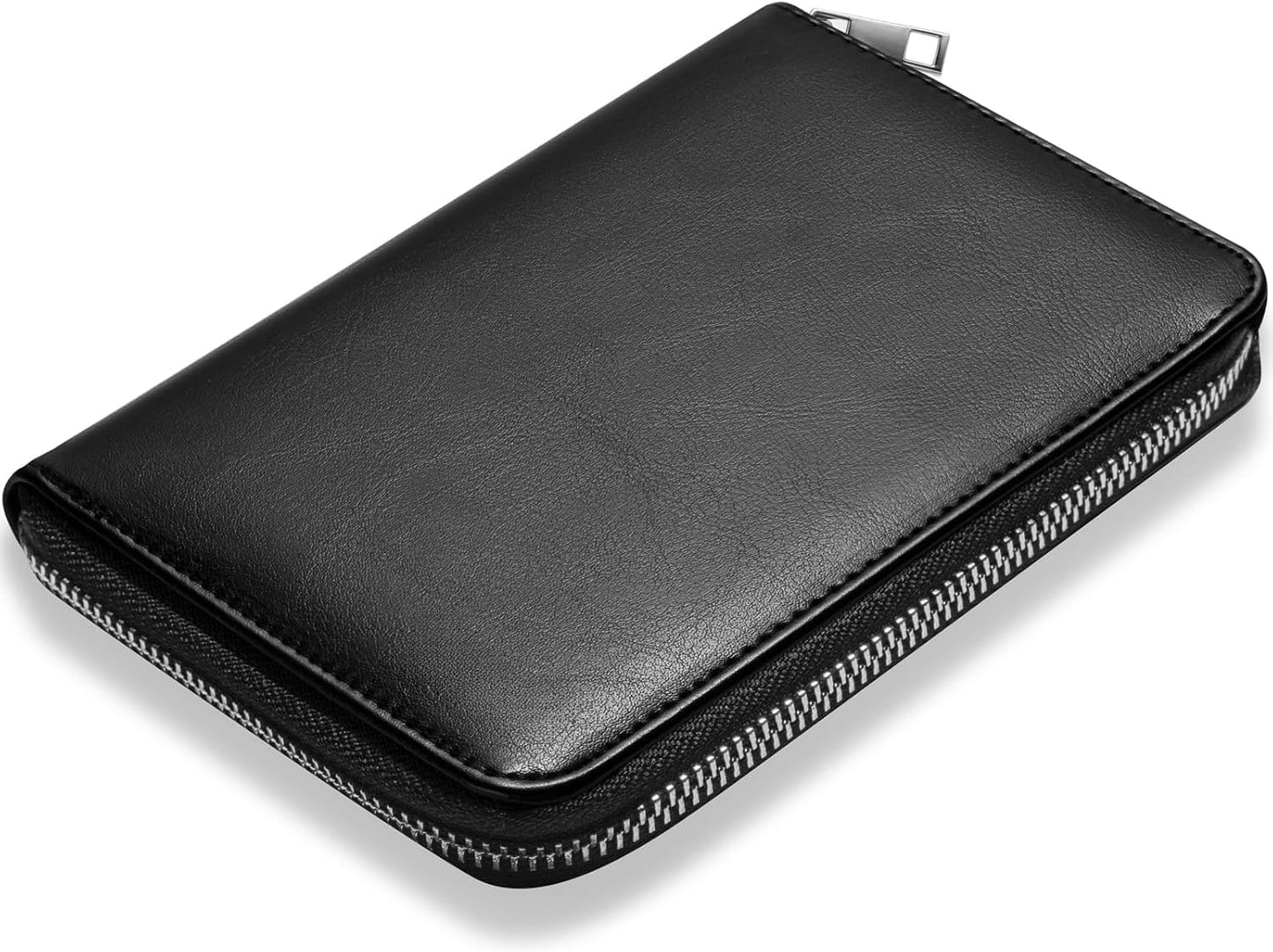 Genuine Leather Passport Wallet for Travel, RFID Blocking Cover with Zipper Closure and 3 Passport Pockets (Black)