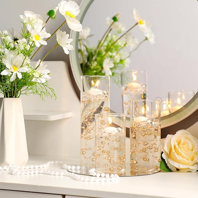 Thin Glass Cylinder Vases 2.5''/3.3'' Diameter 2mm Wall Thickness Clear Flowers Vase Hurricane Floating Candles Holders for Table Centerpieces Wedding Decor(2.5'' X 5'',6'',8'',6 Pcs)