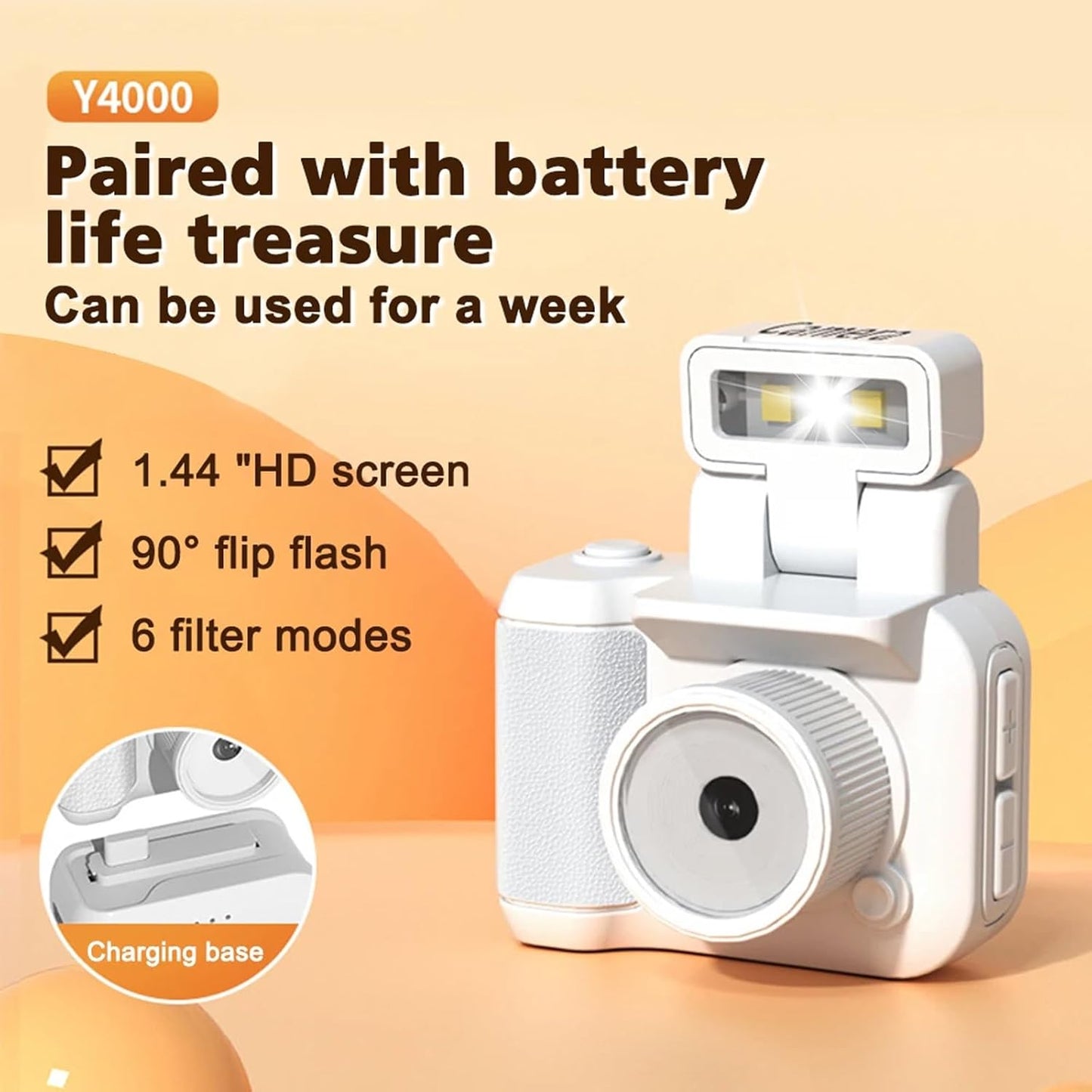 Mini Action Camera 1080P with 32GB Card, White, Compact and Portable, Perfect for Carrying Around, Long Battery Life, High-Definition Display