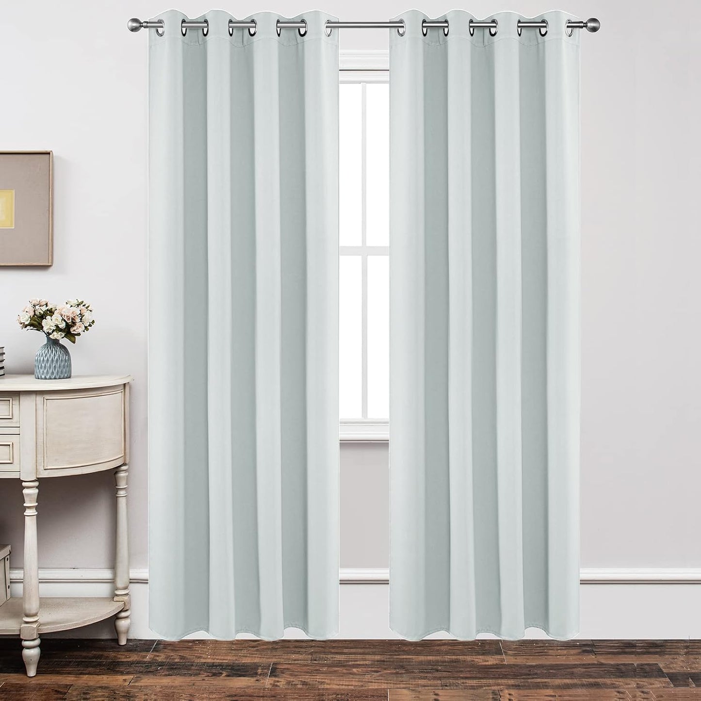 Joydeco White Curtains 84 Inches Long 2 Panels Set, Thermal Insulated Long Drapes 2 Burg, Room Darkening Grommet Drapes for Living Room Bedroom Window (W42 x L84 Inch, Greyish White)