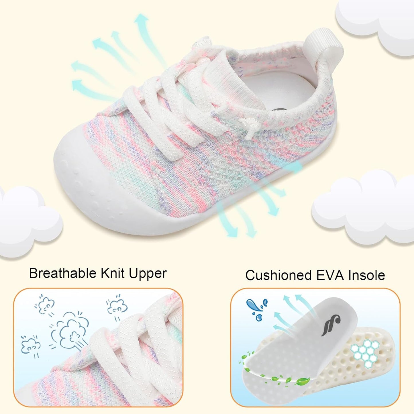 JIASUQI Baby Shoes for Toddler Boys Girls Sneakers Slip on Walking Shoes for Babies