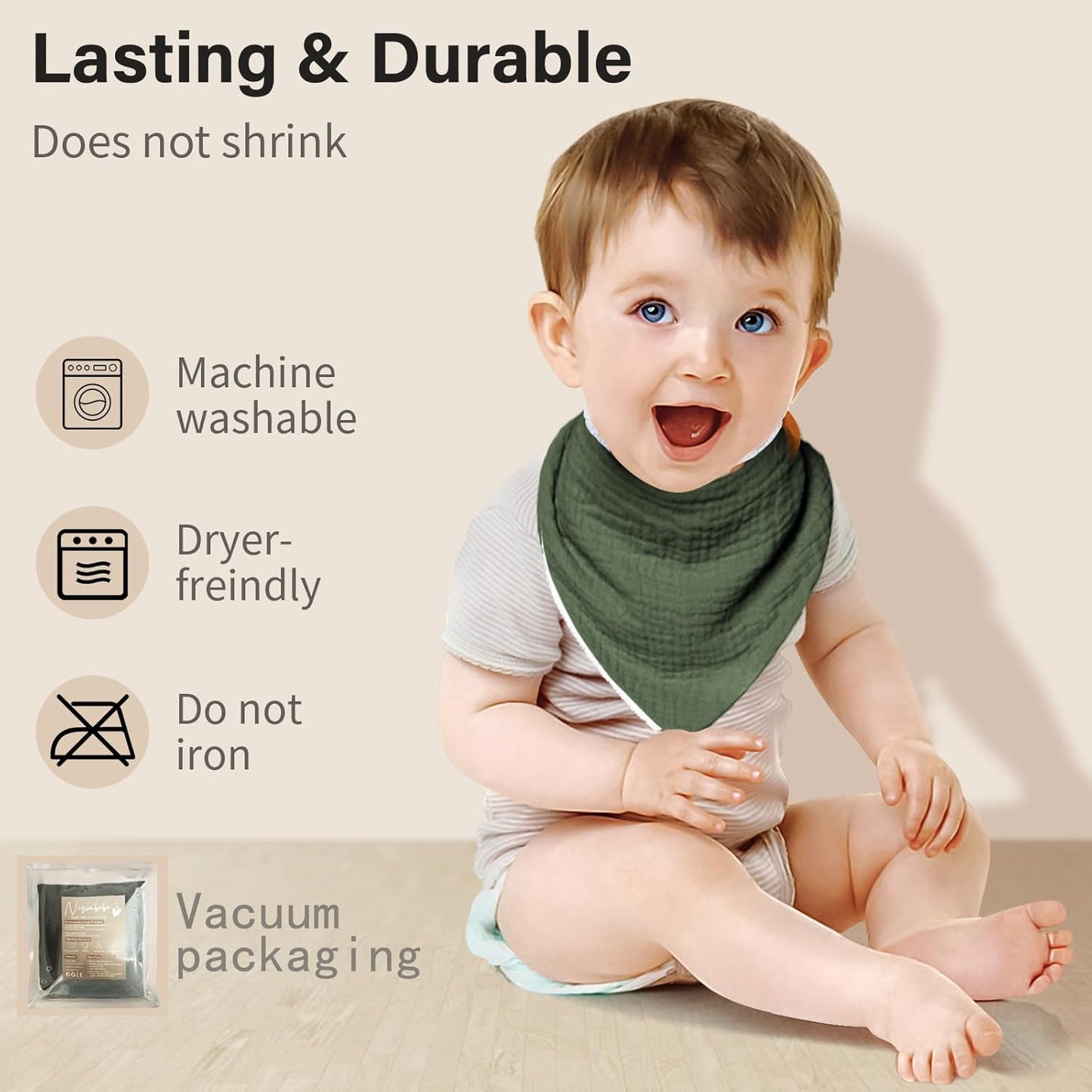 Muslin Baby Bibs,Soft Triangular Baby Bandana Drool Bibs for Baby Boy Girl,Solid Colors Bib for Drooling Teething