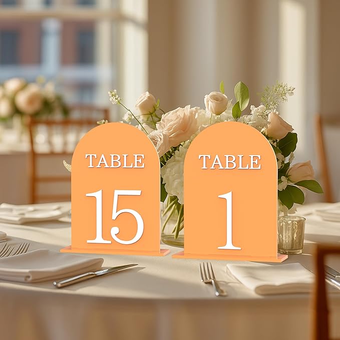 Arch Wedding Table Numbers 1-20 with Stands, 5" X 7" Double Sided Acrylic Wedding Sign Holders, Durable Non-Fading Table Number for Wedding Reception, Events, and Centerpieces