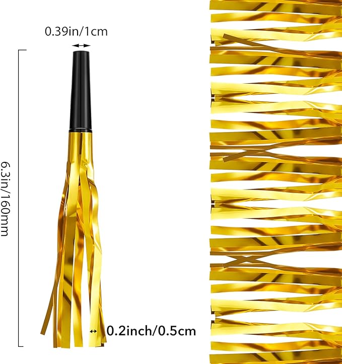 200 Pcs Party Blowers Noise Makers Party Horns Blowout Clappers Noisemakers for Halloween Christmas Birthday Sporting Party New Year's Eve Party Supplies 2025(Black Gold)