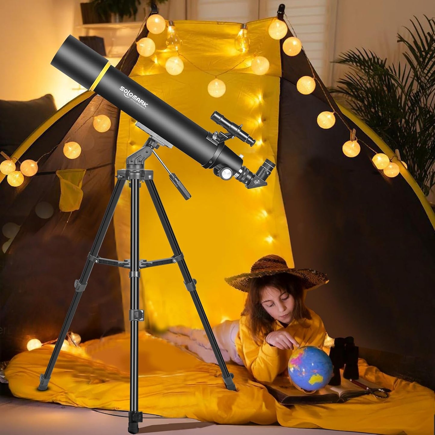 Telescopes for Adults Astronomy, 80mm Aperture 900mm Professional Refractor Telescope for Kids & Beginners, Compact and Portable Travel Telescopio with Carrying Bag
