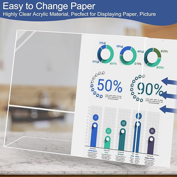 Slanted Back Acrylic Sign Holder 5 x 7 Horizontal, Clear Tabletop Acrylic Stands for Display 7 x 5, Plastic Paper Sign Holder for Office, Home, Restaurant (6 Pack 7x5 Inches)