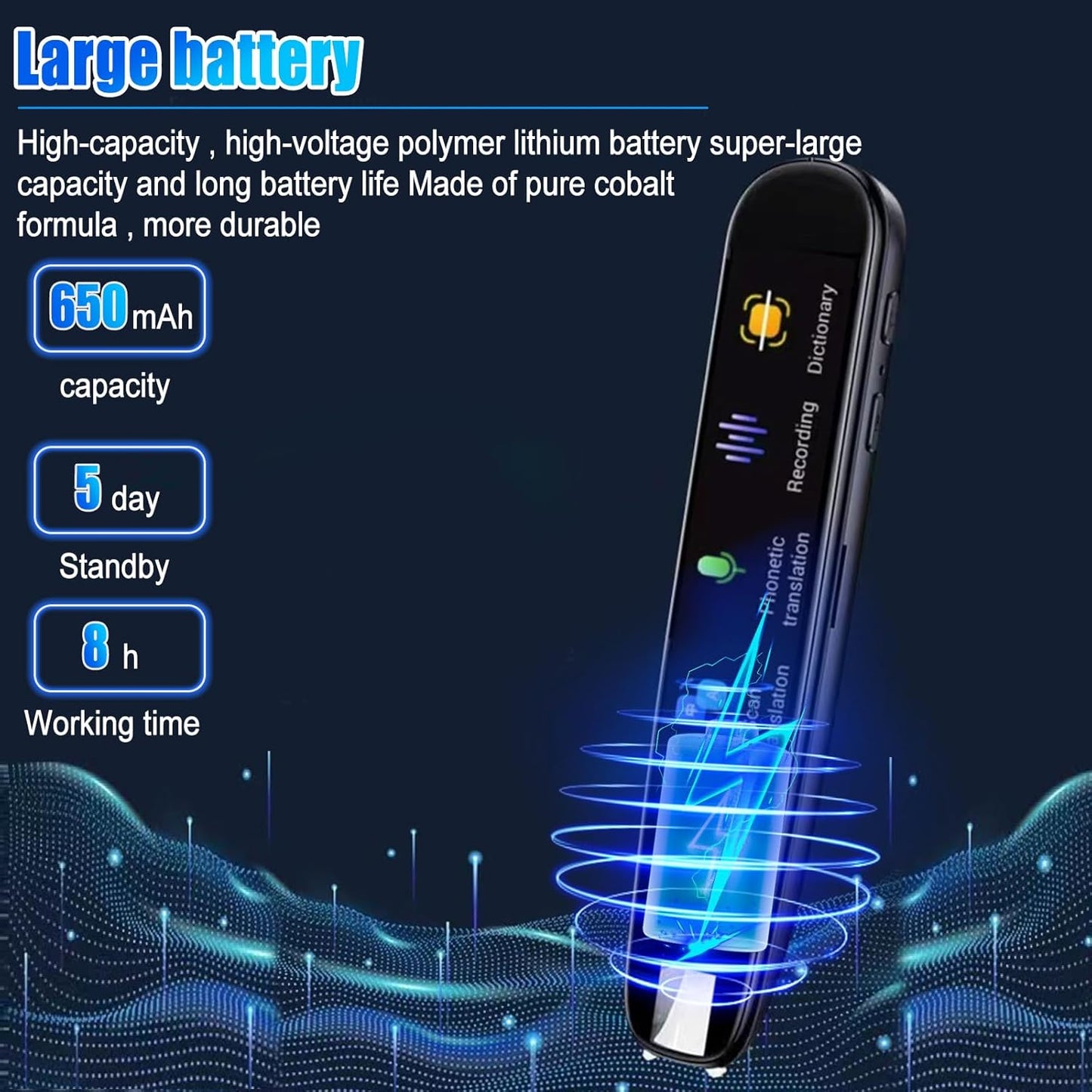 Translation Scanning Pen, OCR Digital Reading Pen with 112 Language, Pen Scanner Reader, Scan Reader Pen, Wireless Translation Pen Scanner for Students Adults Traveler Business (Black)