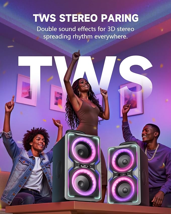 Hotlemon Large Bluetooth Speaker: 240W Peak Powerful Loud Sound with Deep Bass, 15H Playtime, Fast Charge, TWS, Portable Wireless Speakers for Outdoor, Party, Beach, Backyard, Home, Outside (Silver)