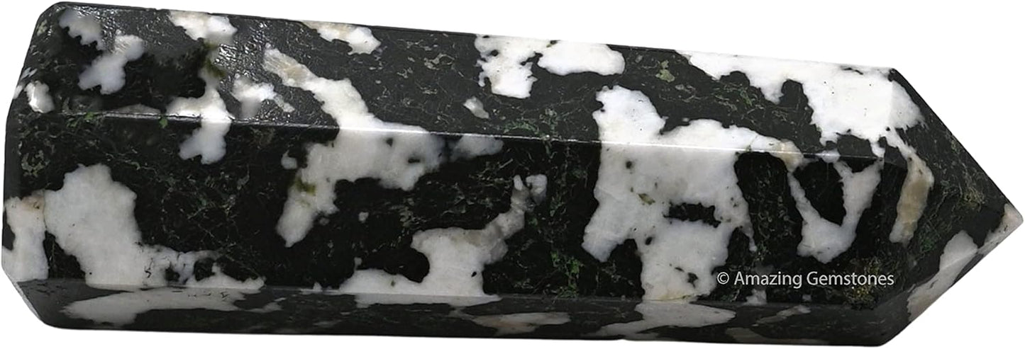 Amazing Gemstone Black and White Tourmaline Crystal Towers ~ Natural Healing Crystal Point Obelisk for Reiki Healing and Crystal Grid (3- Inch)