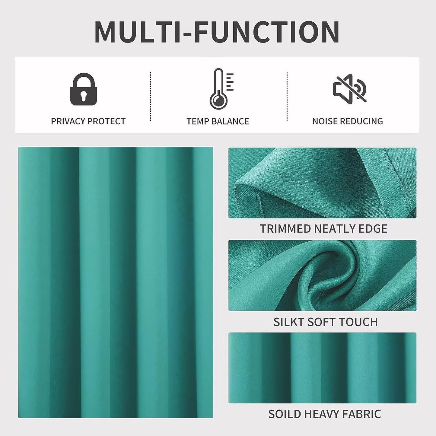 Joydeco Blackout Curtains 63 inch Length 2 Panels Set, Thermal Insulated Long Curtains & Drapes 2 Burg, Room Darkening Grommet Drapes for Bedroom Living Room Windows (W42 x L63 Inch, Peacock Blue)