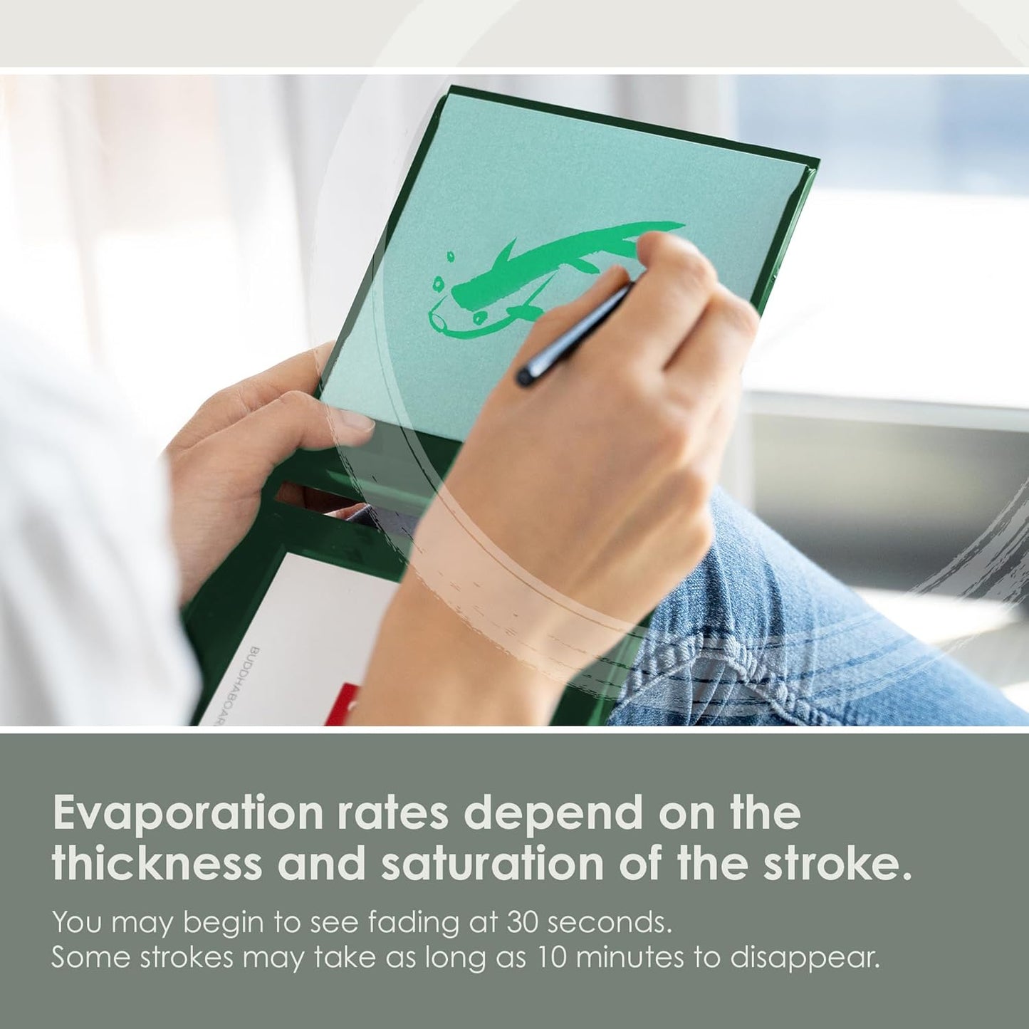 Mini Buddha Board Art Set: Water Drawing Writing Board w/ Water Brush for Mindfulness & Meditation – Inkless Zen Based Drawing Board - Painting & Art Supplies – Ideal Relaxation Gifts (5” x 5”, Green)