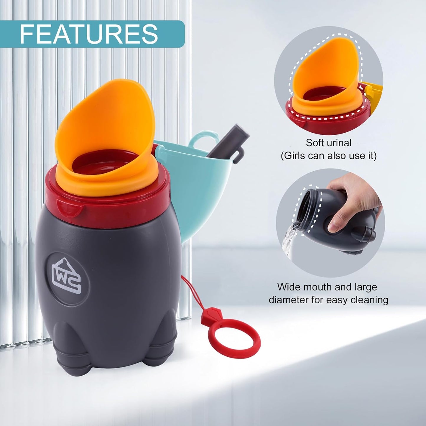 Travel Urinal for Kids,Rocket Toys Portable Emergency Urinal for Toddler,Light and Easy to Carry,Suitable for Car,Travel,Camping and Children's Urinal Potty Training(Quiet Blue)