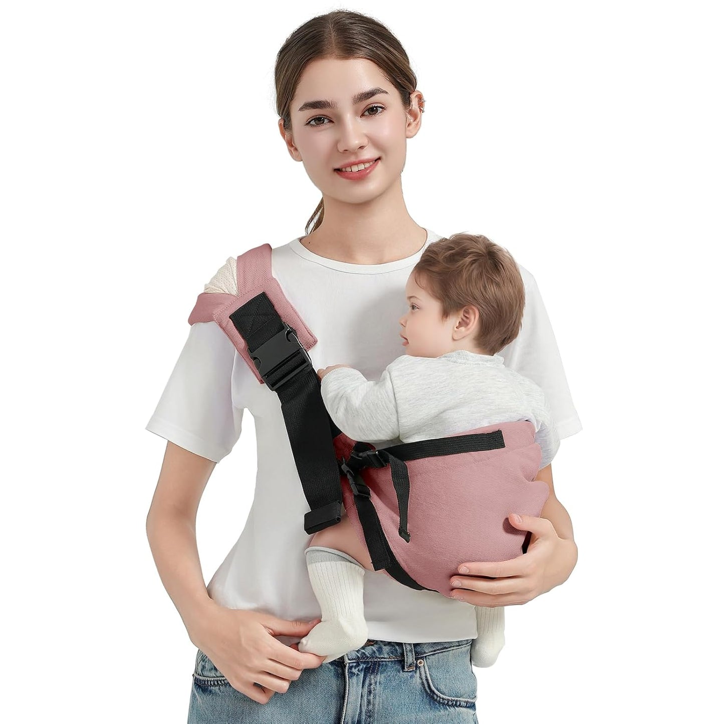 Toddler Sling Carrier, Easy to Wear Baby Carrier Sling 7-40 lbs, Adjustable Lightweight Baby Wrap Sling, Perfect Toddler Hip Carriers One Size Fits All, Pink