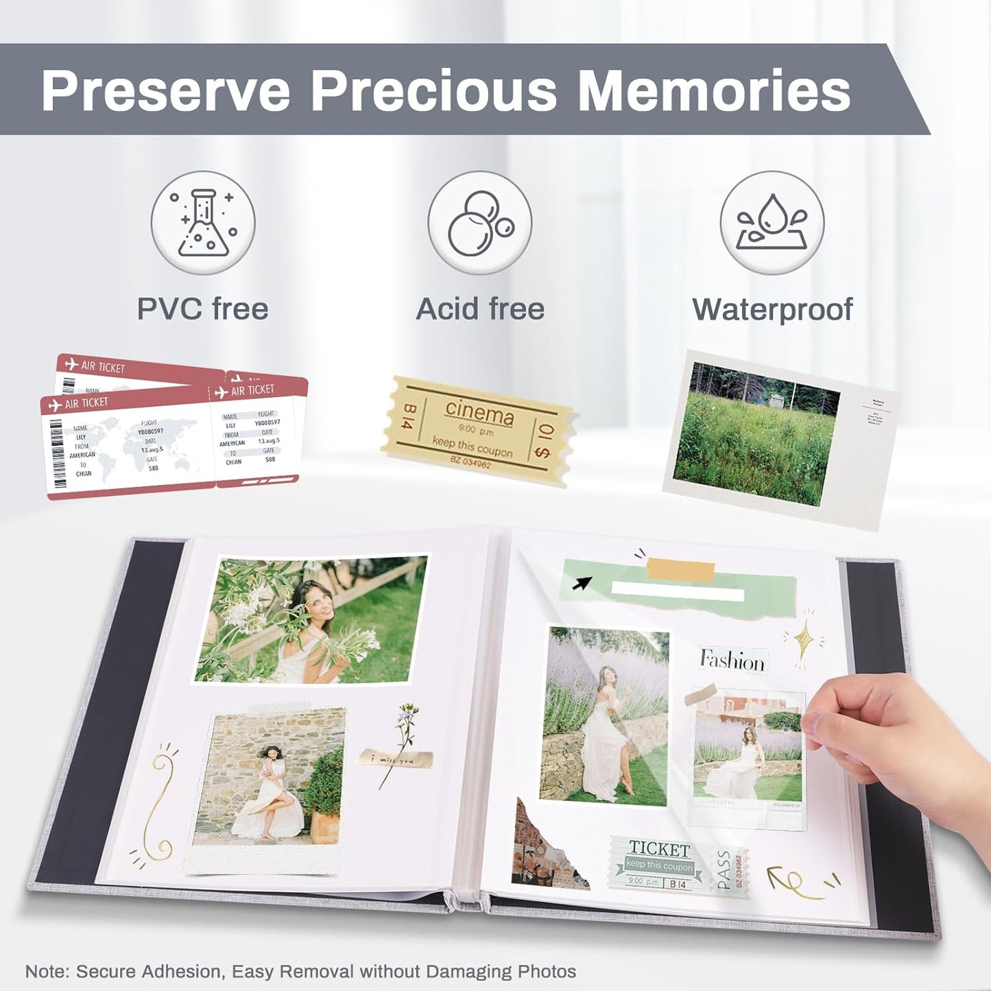 Photo Album Self Adhesive Pages Scrapbook Large Magnetic Photo Albums with Sticky Pages Scrapbooks for Wedding Baby for 4x6 5x7 8x10 Picture Photo Books 13.2x12.8 Black 40 Pages