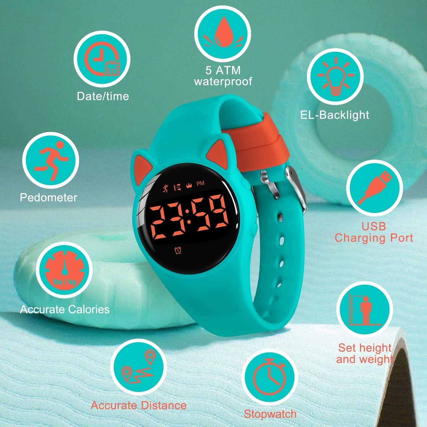 Kids Watches for Girls Boys Digital Sport Watch with Step Counter Pedometer Vibration Alarm Clock, No App Waterproof Fitness Tracker Kids Watch Boys Girls Teens Students Ages 5-16