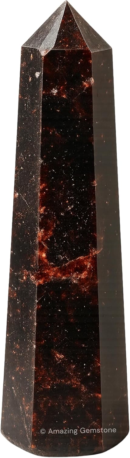 Amazing Gemstone Garnet Crystal Towers - Natural Healing Crystal Point Obelisk for Reiki Healing and Crystal Grid (3 Inch)