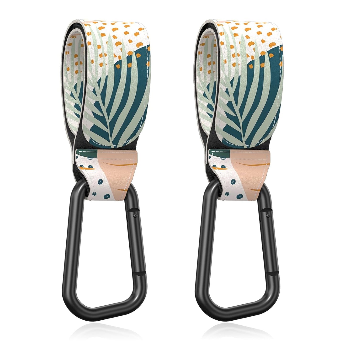 Baby Stroller Hooks for Hanging Bags, Universal Stroller Clips Accessories, Mommy Hook for Diaper Bag, Shopping Cart, Purse, Backpack - 2 Pack, Abstract Leaf