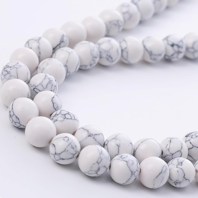 White Turquoise Stone Beads Gemstone Round Crystal Energy Jade Beads Stone Beads for Jewelry Making DIY Bracelet Necklace Jewelry Making 1 Strand 15.5inch 31PCS 12MM
