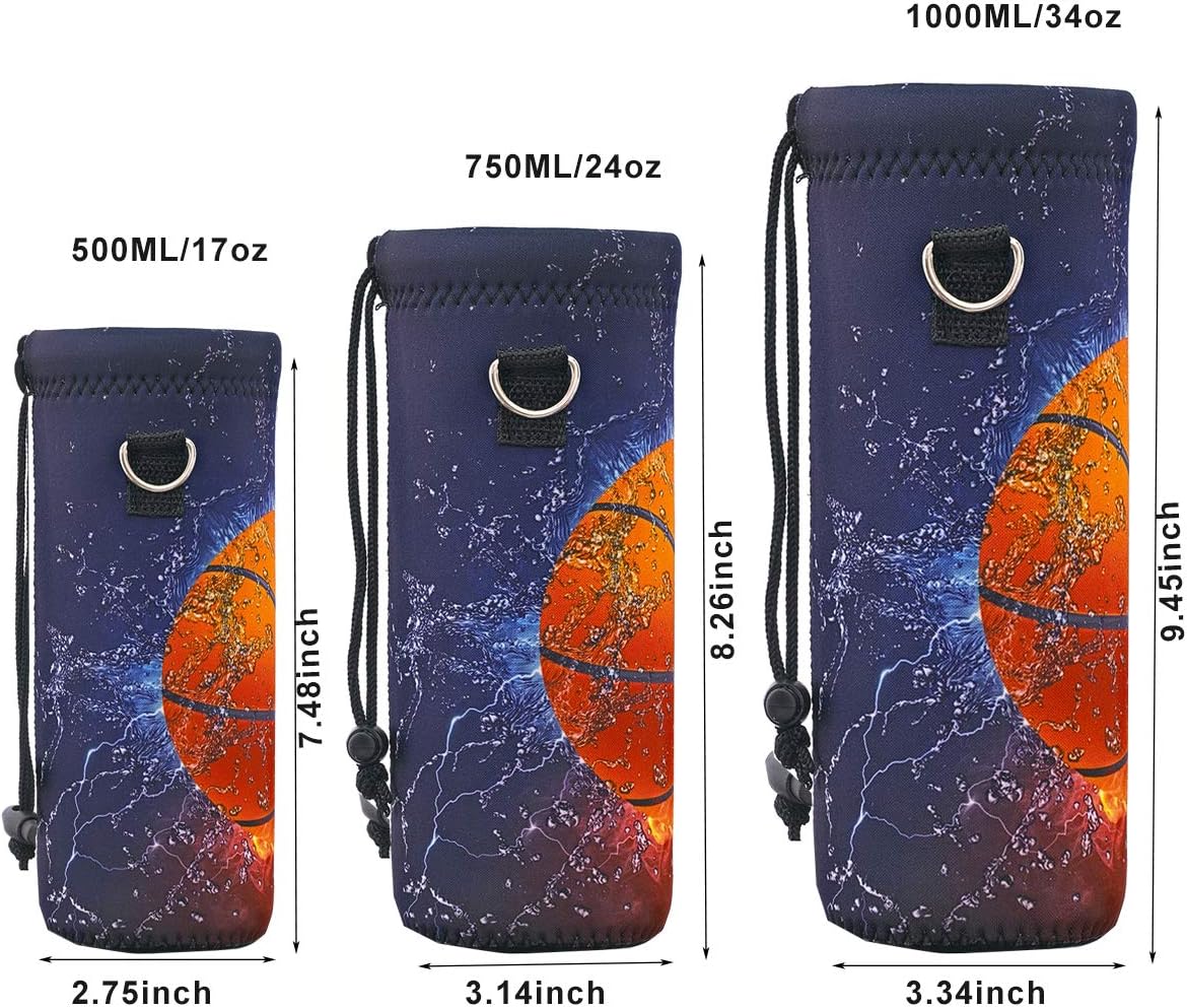 RICHEN Neoprene Water Bottle Carrier Bag with Adjustable Shoulder Strap,Insulated Water Bottle Cover for Stainless Steel/Glass/Plastic Bottles