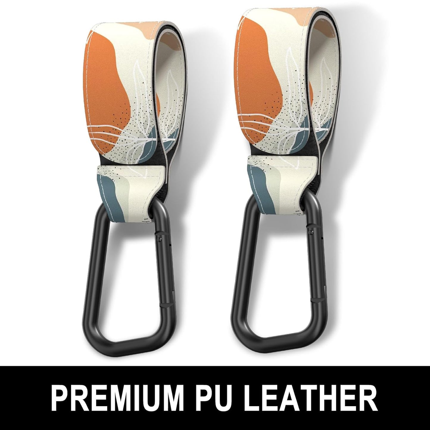 Baby Stroller Hooks for Hanging Bags, Universal Stroller Clips Accessories, Mommy Hook for Diaper Bag, Shopping Cart, Purse, Backpack - 2 Pack, Boho Leaf