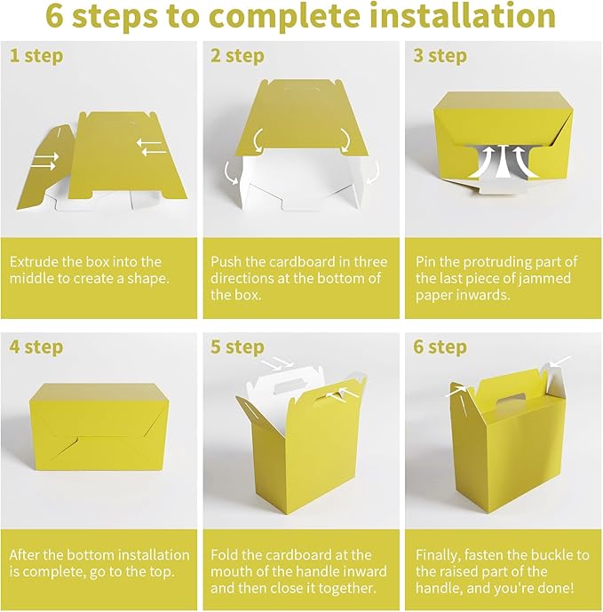 XAGLVV 24Pack Yellow Party Favor Treat Box Packs, 7 * 3.5 * 6.6 Inch Goodie Box with Handles, Goodie Boxes, Candy Box,Gable Gift Boxes for Party, Baby Shower, Birthday