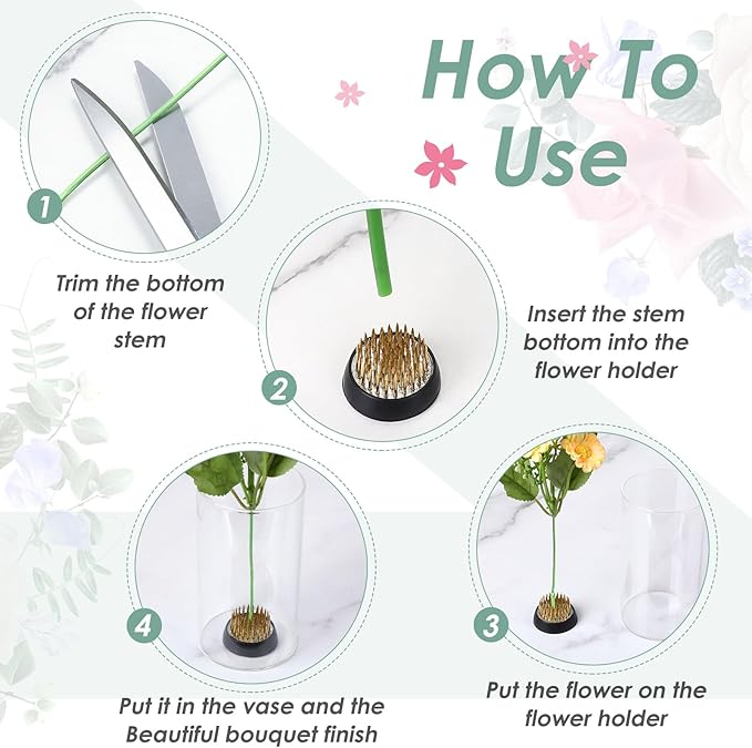 Kritkin 24 Pieces Flower Frogs Holder Mini Floral Round Flower Japanese Arranger Fixed Pin Holder for Arrangements Floral Plant Small Vase Ikebana Decoration Supplies Plant Fixation(1.34 Inch,Gold)