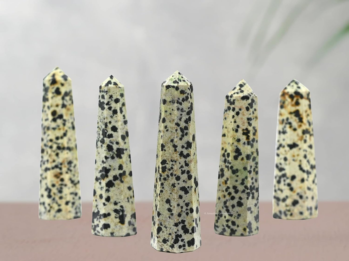 Amazing Gemstone Dalmatian Jasper Crystal Towers ~ Natural Healing Crystal Point Obelisk for Reiki Healing and Crystal Grid (2 to 3 INCH)