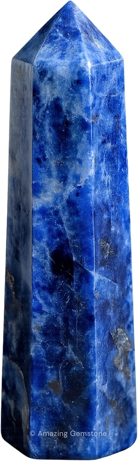 Amazing Gemstone Sodalite Crystal Towers - Natural Healing Crystal Point Obelisk for Reiki Healing and Crystal Grid (3 Inch)