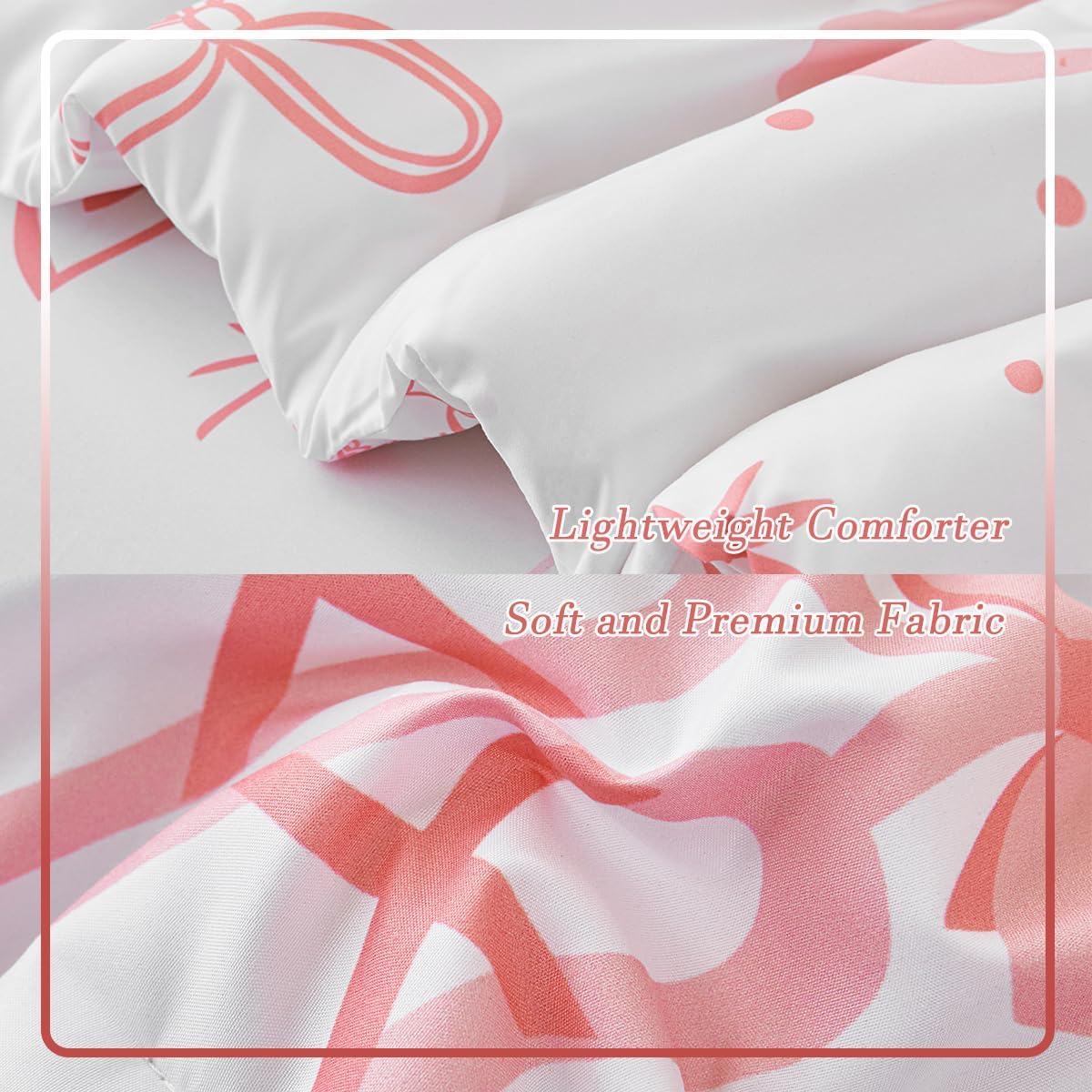 PERFEMET 4 Pieces Bow Comforter for Toddler Girls Reversible Bowknot Pink Toddler Bedding Set Ultra Soft Lightweight Princess Crib Bed Set with Sheets